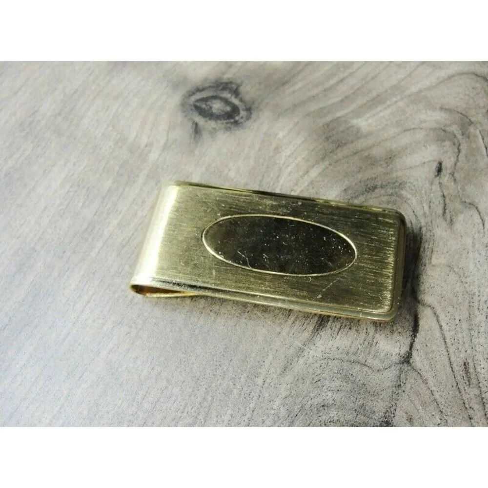 Gold Tone Engravable Money Clip Card Cash ID Holder